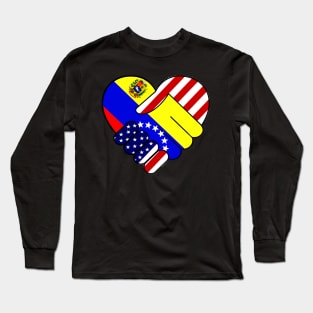 Venezuela Flag USA Flag Handshake Spanish Latino Hispanic Food Culture Long Sleeve T-Shirt